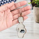 Porte-clés en bois découpé personnalisé avec photo pour maman enceinte