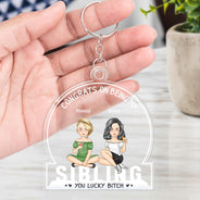 Dessin animé « Félicitations pour être ma meilleure amie » - Cadeau pour meilleure amie - Porte-clés acrylique personnalisé