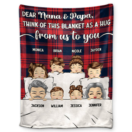 Un câlin de notre part à vous - Cadeau pour les grands-parents - Couverture polaire personnalisée, couverture Sherpa