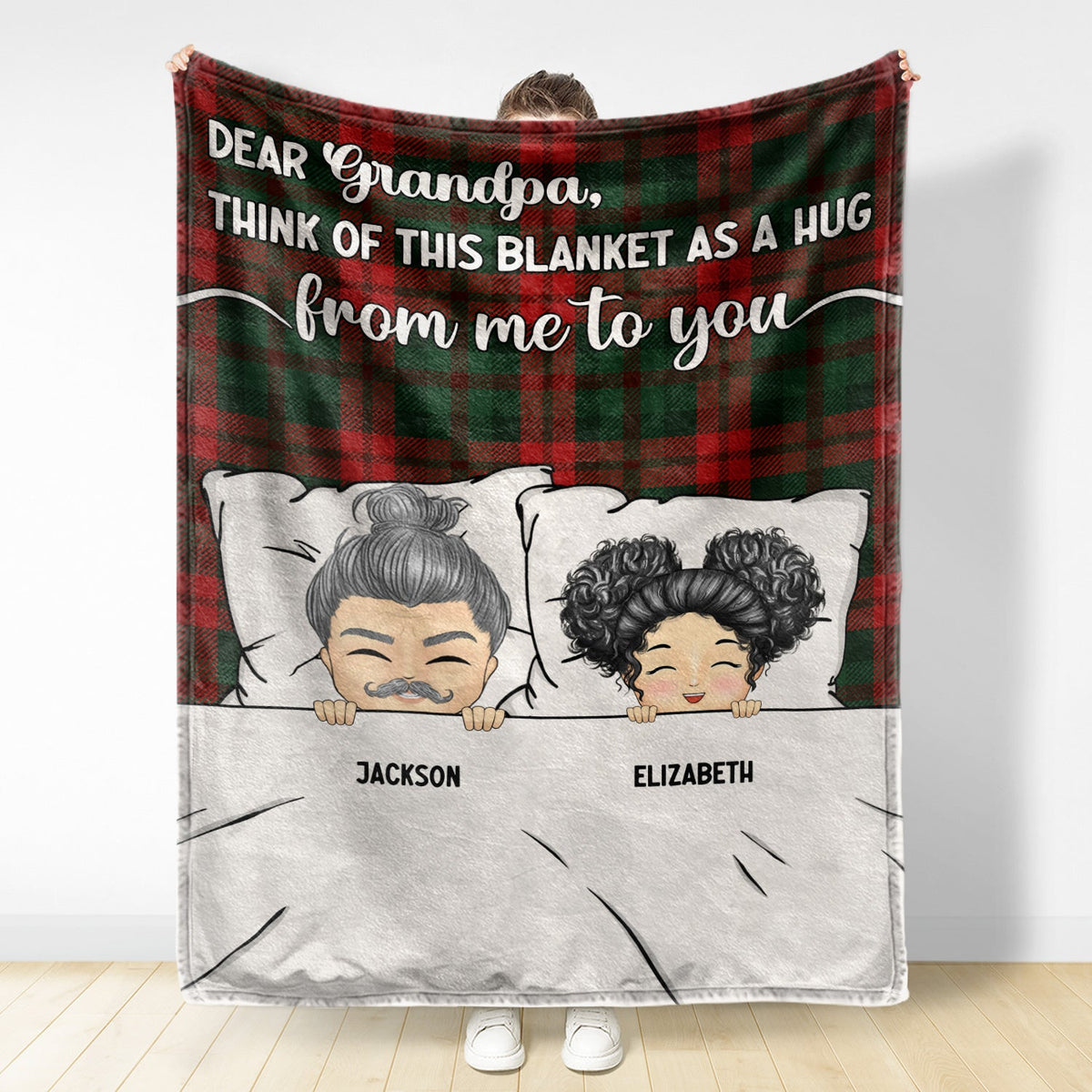 A Hug From Us To You - Gift For Grandparents - Personalized Fleece Blanket, Sherpa Blanket