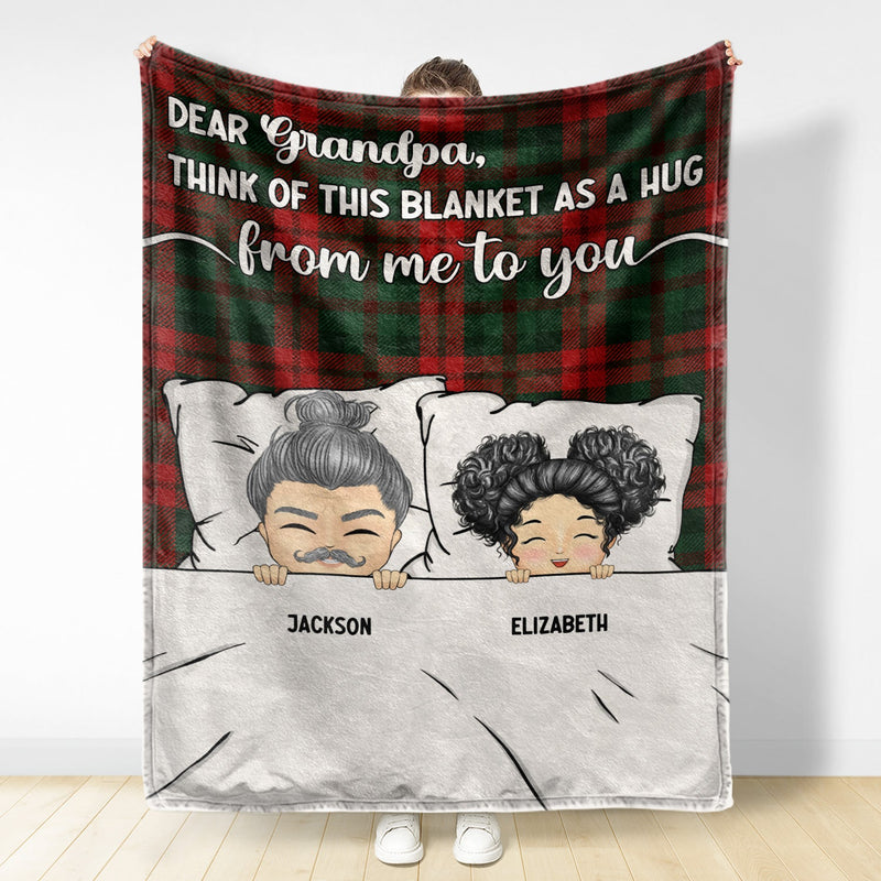 A Hug From Us To You - Gift For Grandparents - Personalized Fleece Blanket, Sherpa Blanket