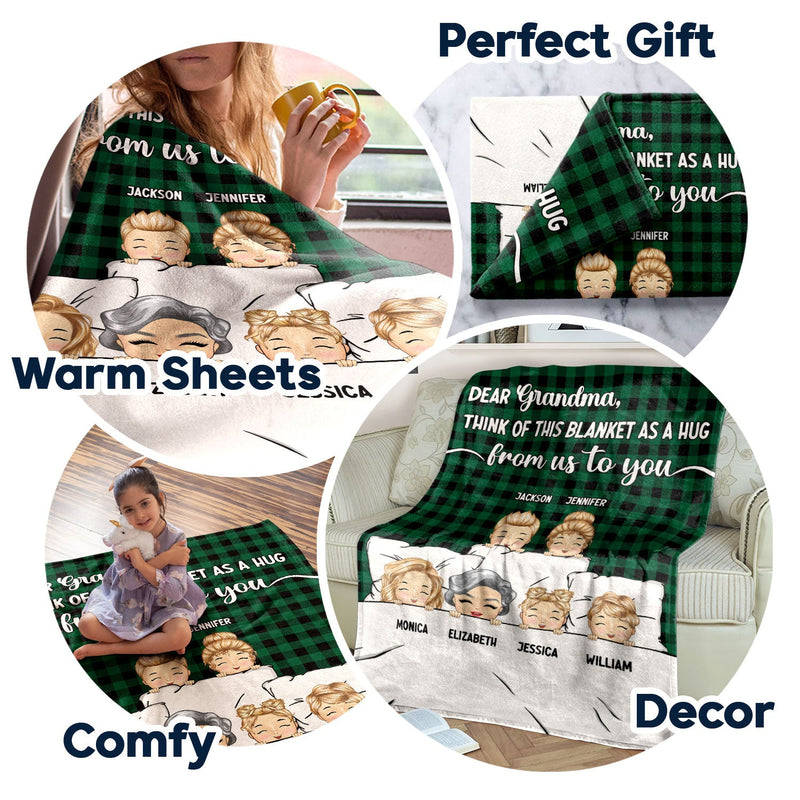 A Hug From Us To You - Gift For Grandparents - Personalized Fleece Blanket, Sherpa Blanket