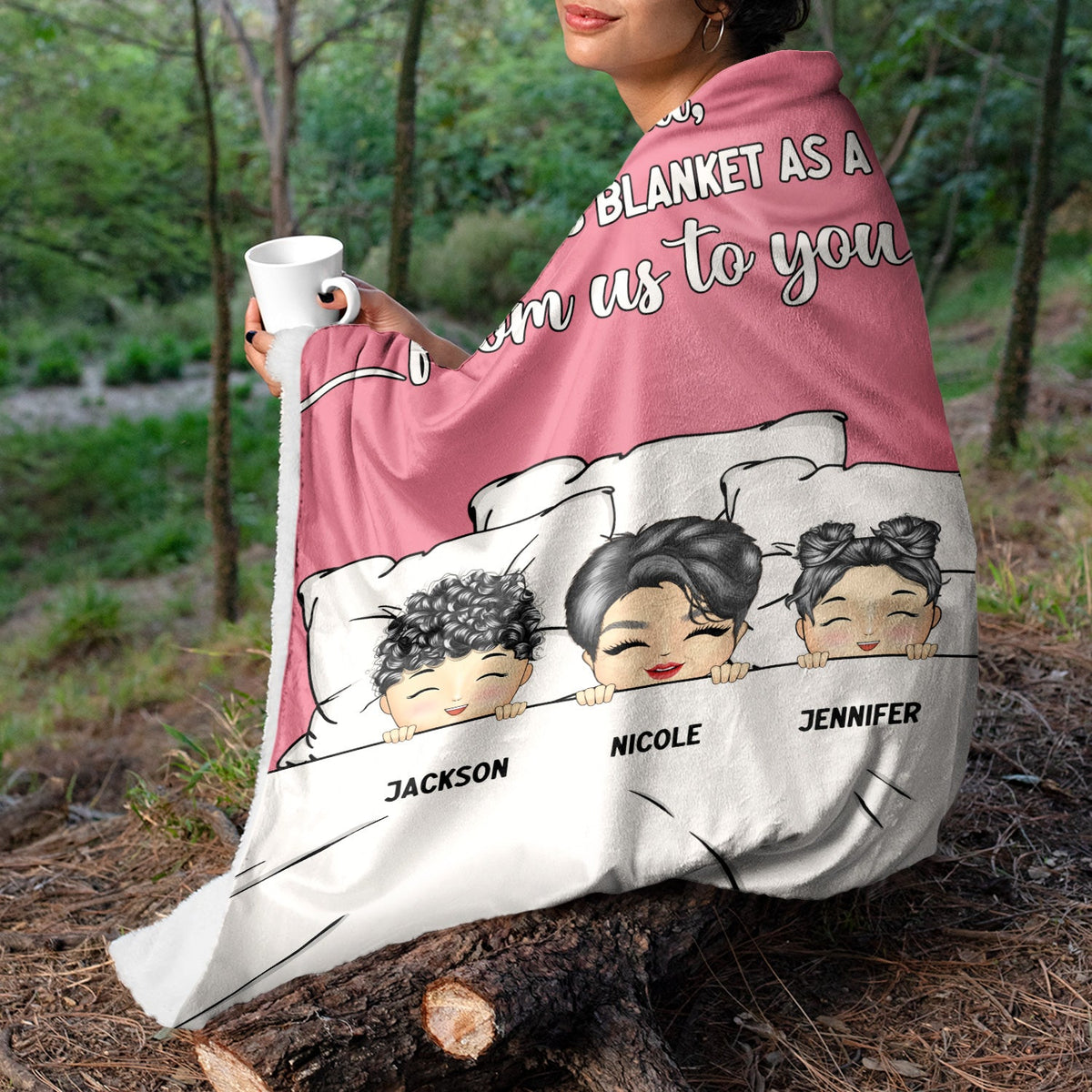 A Hug From Us To You - Gift For Grandparents - Personalized Fleece Blanket, Sherpa Blanket