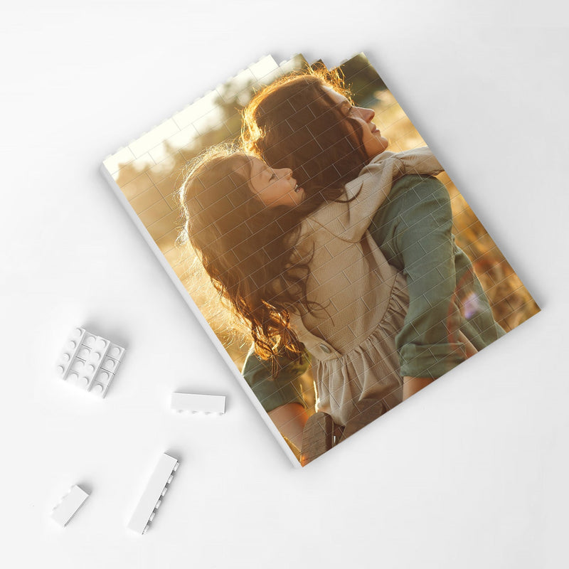 Custom Photo Picture - Gift For Mother, Family - Personalized Vertical Rectangle Building Brick Blocks