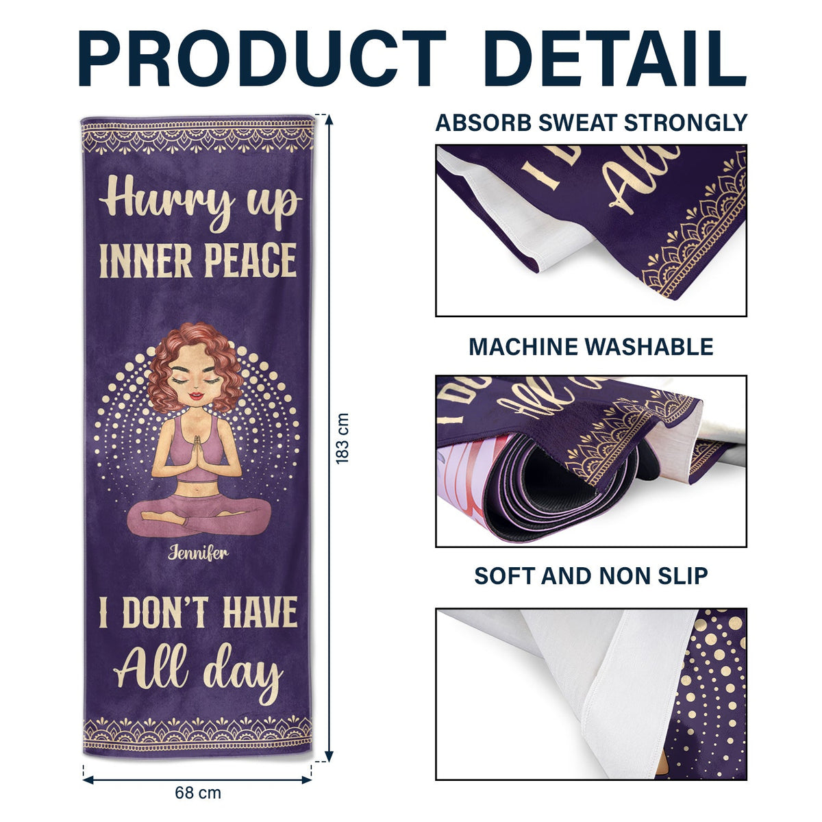 Yoga Girl I'm Mostly Peace Love And Light - Gift For Yourself, Gift For Women - Personalized Yoga Towel