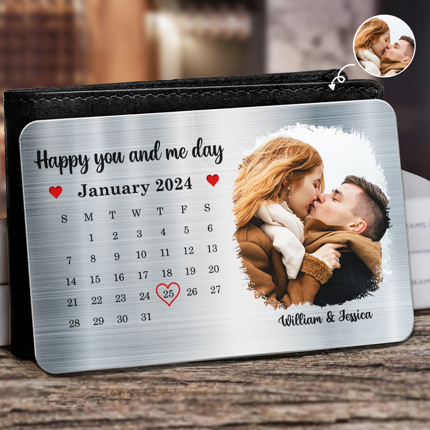 Custom Photo Couple It's You And Me Day - Gift For Couples - Personalized Aluminum Wallet Card