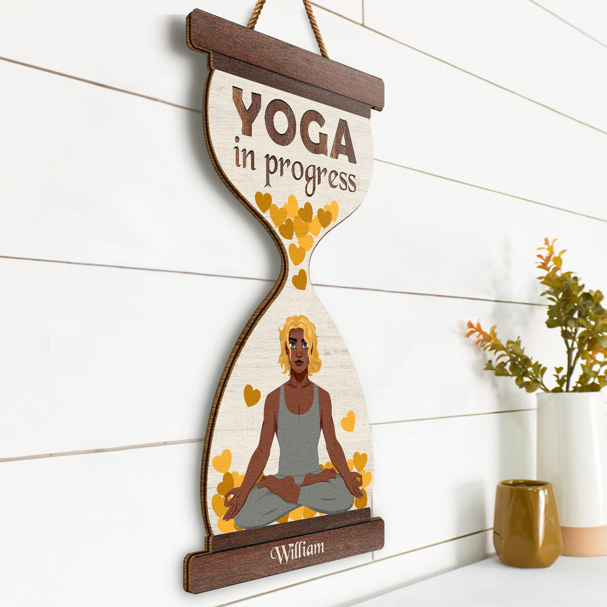 Yoga en cours - Cadeau pour les amateurs de yoga - Panneau en bois personnalisé