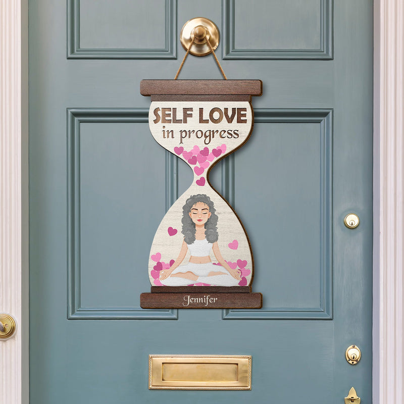 Yoga en cours - Cadeau pour les amateurs de yoga - Panneau en bois personnalisé