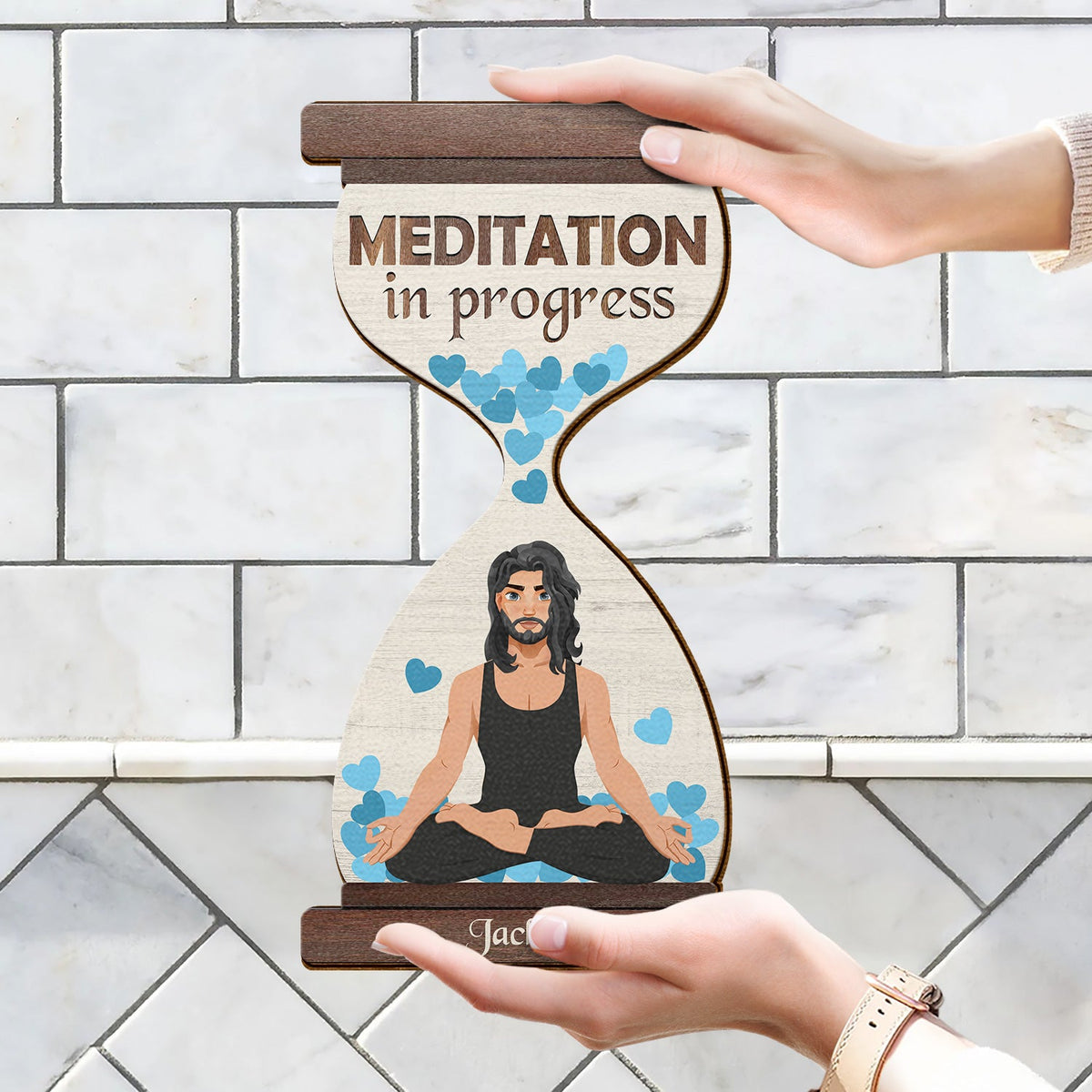 Yoga en cours - Cadeau pour les amateurs de yoga - Panneau en bois personnalisé