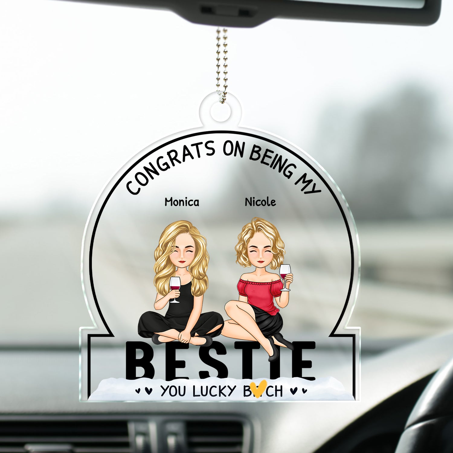 Congrats On Being My Besties - Gift For Besties - Personalized Acrylic Car Hanger