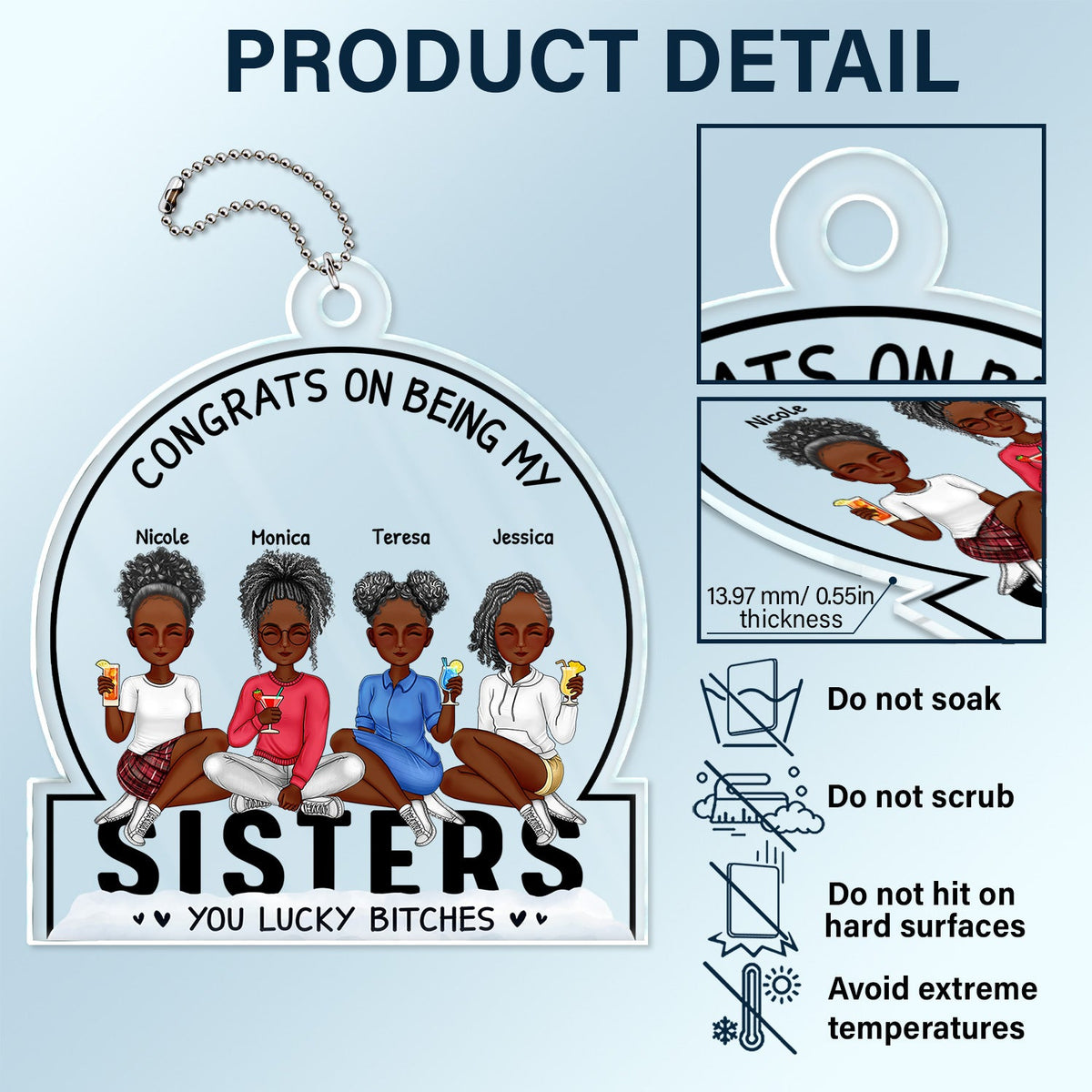 Congrats On Being My Besties - Gift For Besties - Personalized Acrylic Car Hanger