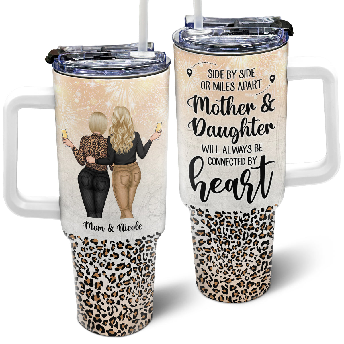 Side By Side - Gift For Mother - Personalized 40oz Tumbler With Straw ...