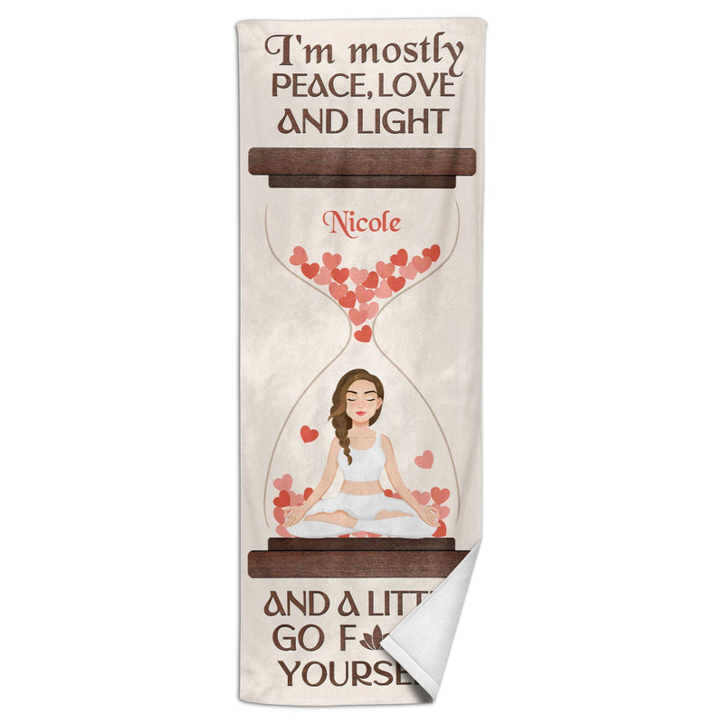 Surtout la paix, l'amour et la lumière - Cadeau pour les amateurs de yoga - Serviette de yoga personnalisée