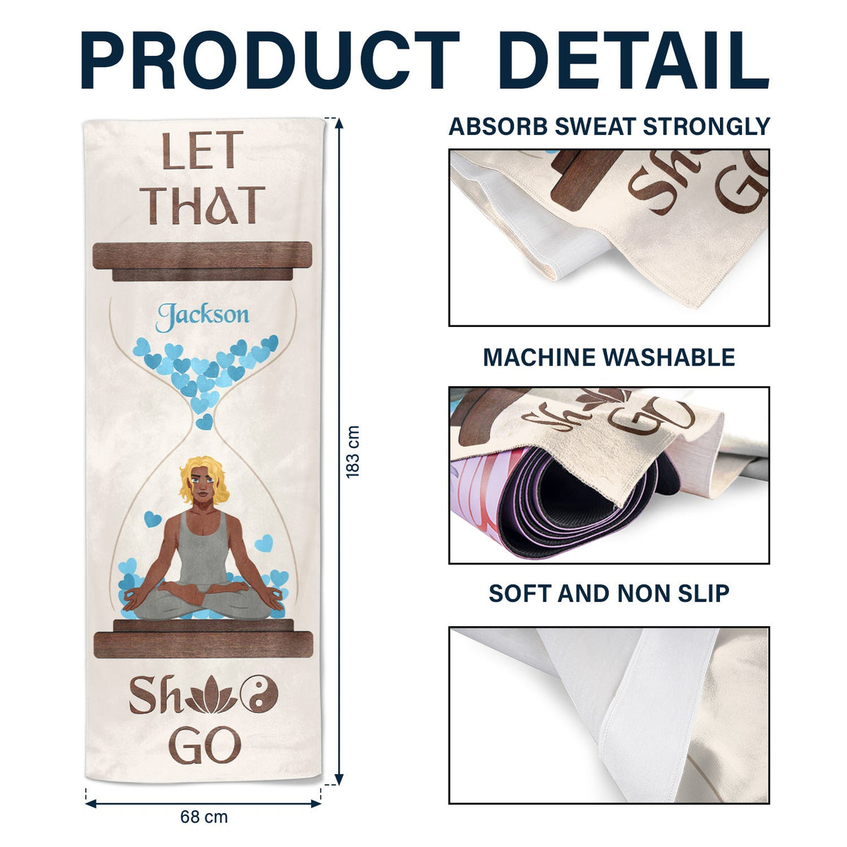 Surtout la paix, l'amour et la lumière - Cadeau pour les amateurs de yoga - Serviette de yoga personnalisée