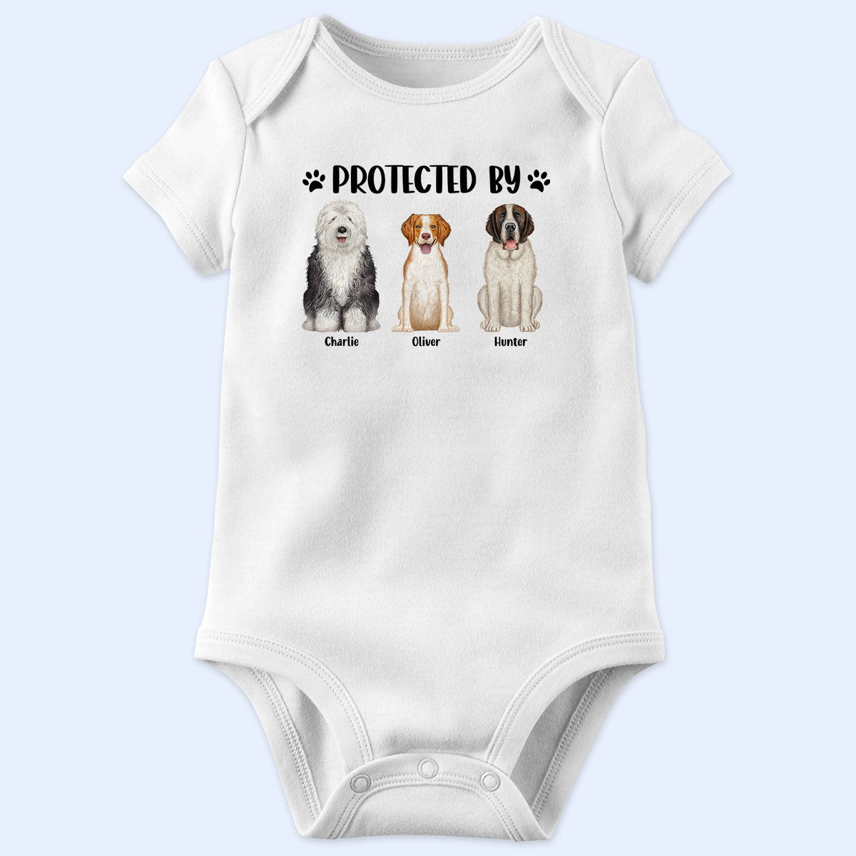 Amoureux des chiens protégés par - Cadeau pour bébé, baby shower, naissance - Body bébé personnalisé