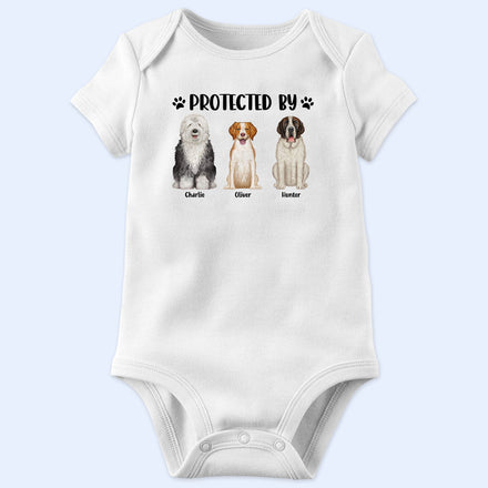 Dog Lovers Protected By - Gift For Baby, Baby Shower, New Baby - Personalized Baby Onesie
