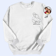 Portrait photo personnalisé sur une ligne - Cadeau pour vous-même, votre famille, vos couples, les amoureux des animaux - Sweat-shirt brodé personnalisé