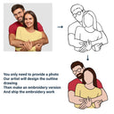 Portrait photo personnalisé sur une ligne - Cadeau pour vous-même, votre famille, vos couples, les amoureux des animaux - Sweat-shirt brodé personnalisé