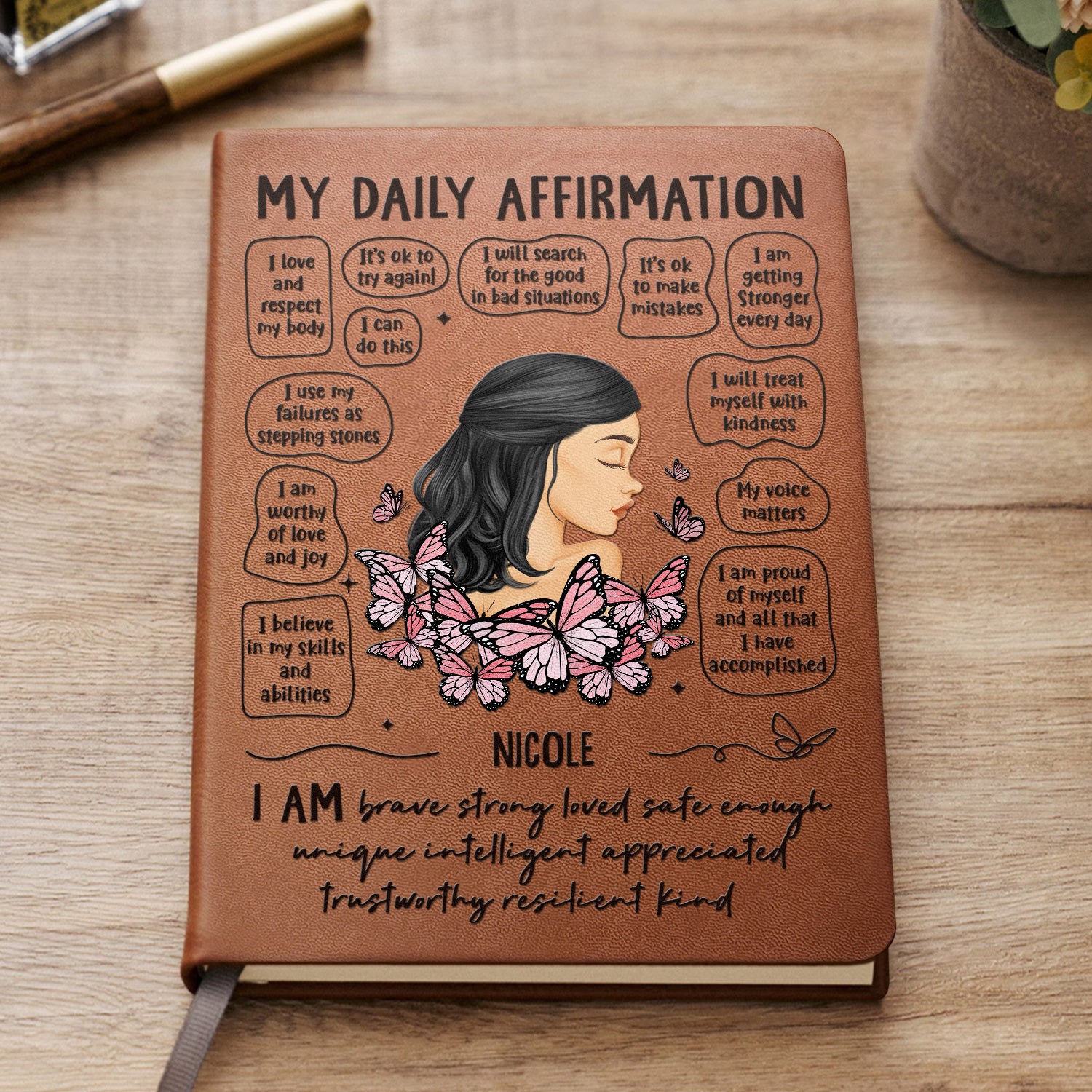 My Daily Affirmation - Gift For Women - Personalized Leather Journal