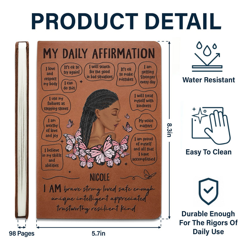 My Daily Affirmation - Gift For Women - Personalized Leather Journal