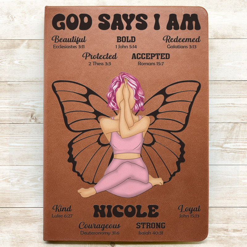 God Says I Am - Gift For Women, Gift For Yourself - Personalized Leather Journal