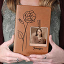 Custom Photo Birth Month Flowers Name - Gift For Yourself - Personalized Leather Journal