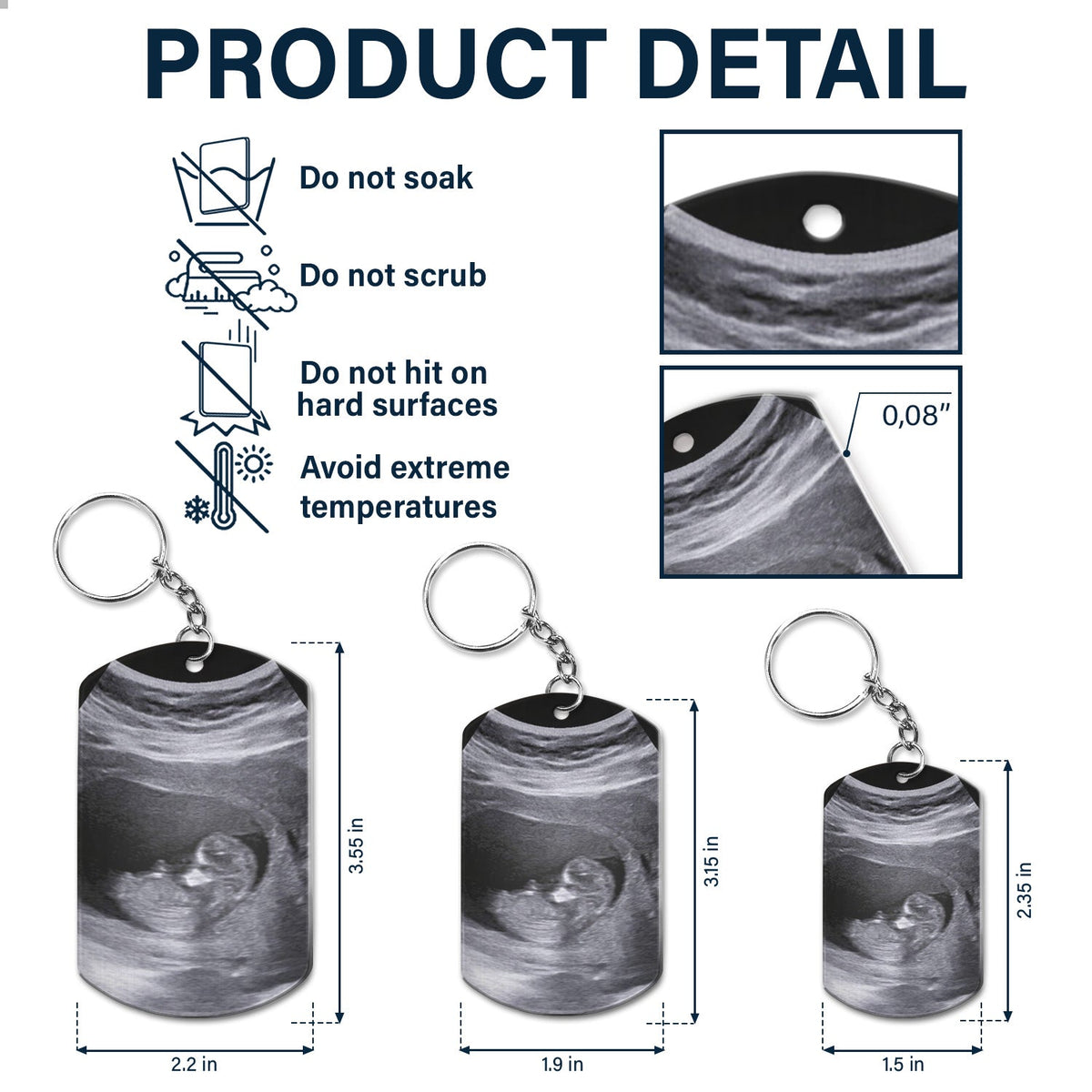 Custom Photo Calendar Baby Announcement - Gift For Pregnant Mother - Personalized Aluminum Keychain