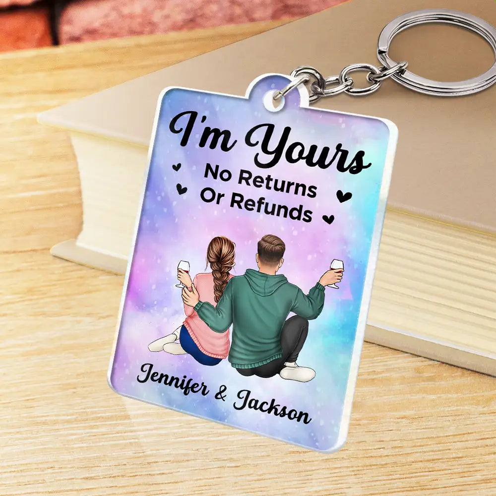 Gift For Couples,Gift For Husband,Gift For Wife,Gift For Boyfriend,Gift For Girlfriend,Happy,Non-Eng,QR Code,Vector,Romantic - Couple Favourite Song I'm Yours No Returns - Gift For Couples - Personalized Acrylic Keychain