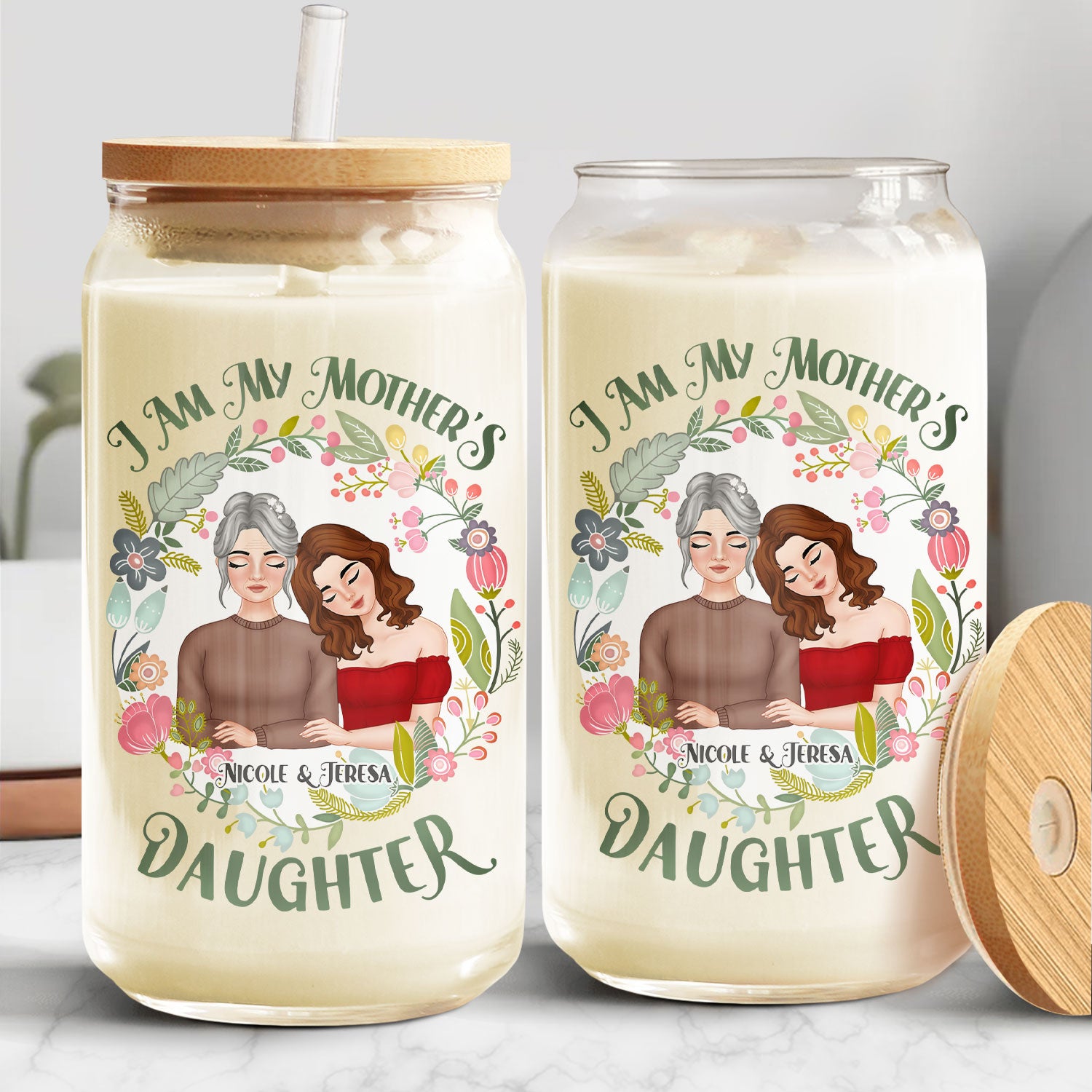 My Mother's Daughter - Gift For Daughter - Personalized Clear Glass Can