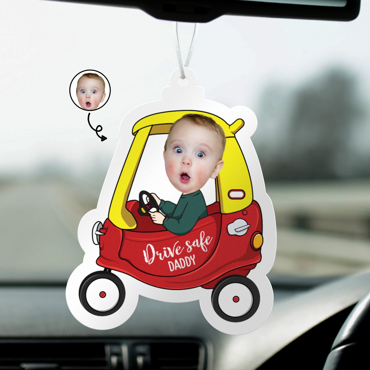 Custom Photo Drive Safe Daddy - Birthday, Loving Gift For Dad, Father, Papa, Grandpa - Personalized Photo Air Freshener