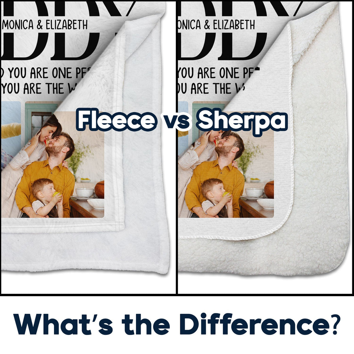 Custom Photo To Us You Are The World - Gift For Father - Personalized Fleece Blanket, Sherpa Blanket