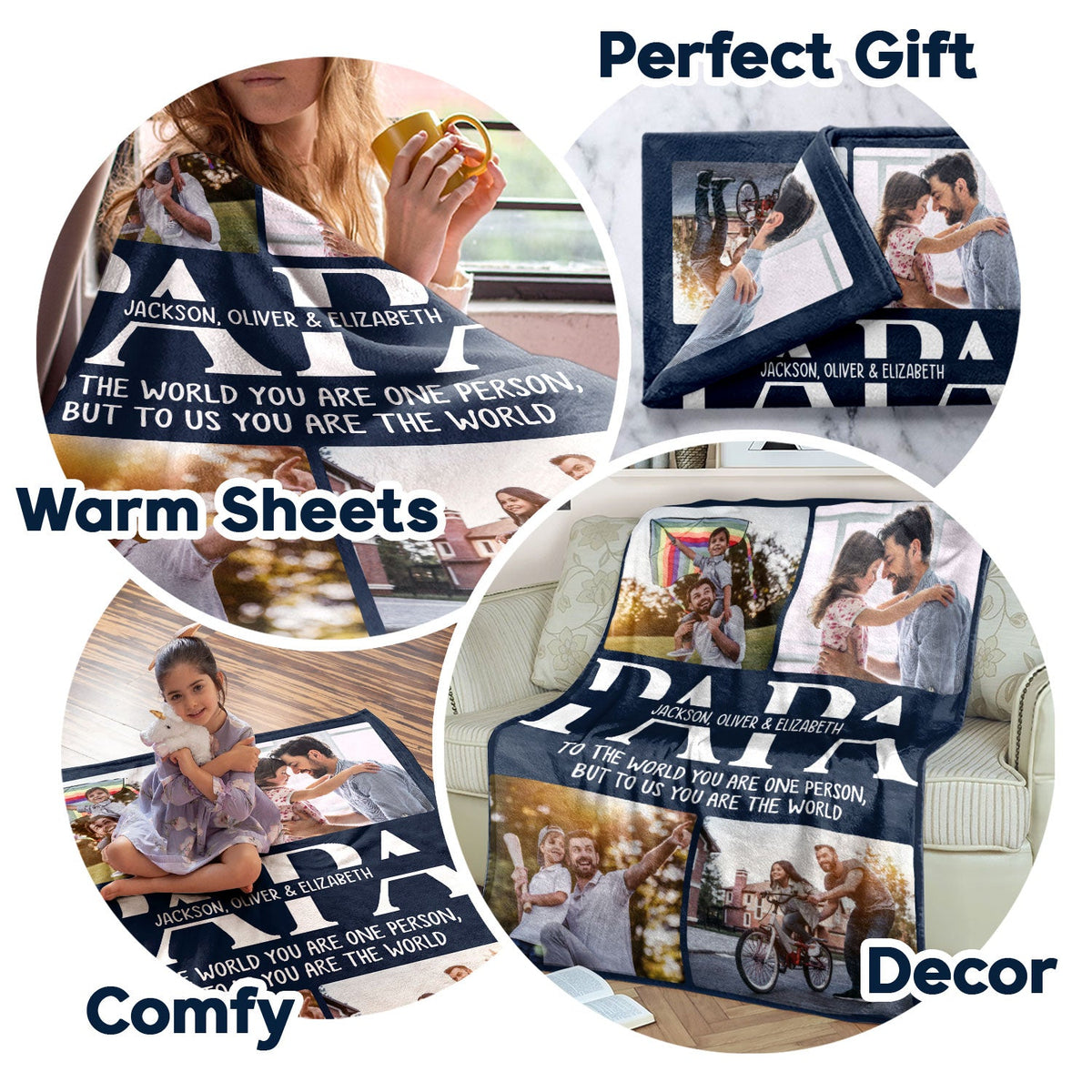 Custom Photo To Us You Are The World - Gift For Father - Personalized Fleece Blanket, Sherpa Blanket