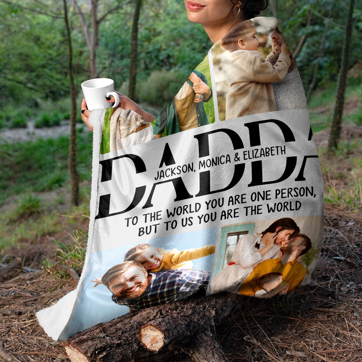 Custom Photo To Us You Are The World - Gift For Father - Personalized Fleece Blanket, Sherpa Blanket