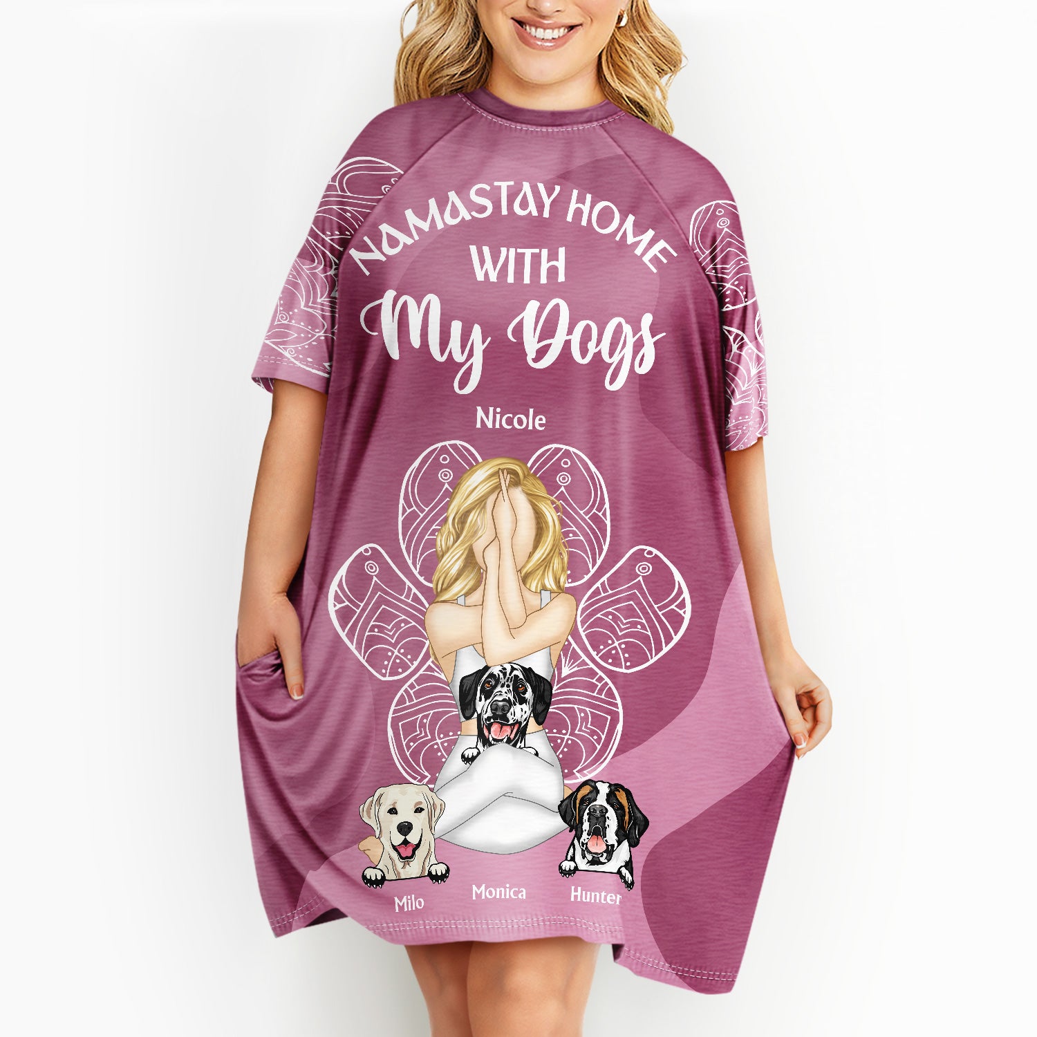Namastay Home With My Dog - Gift For Dog Mom - Personalized Women's Sleep Tee