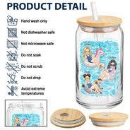 Bestie Beaches Booze & Besties - Cadeau pour les meilleurs amis - Canette en verre transparent personnalisée