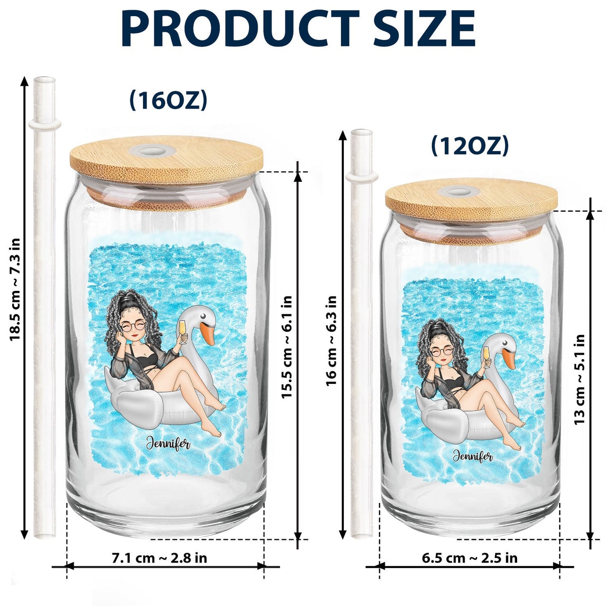Bestie Beaches Booze &amp; Besties - Cadeau pour les meilleurs amis - Canette en verre transparent personnalisée