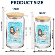 Bestie Beaches Booze & Besties - Cadeau pour les meilleurs amis - Canette en verre transparent personnalisée