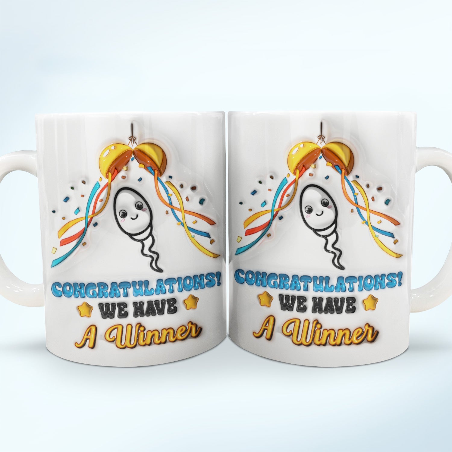 We Have A Winner - Gift For Dad To Be - 3D Inflated Effect Printed Mug, Personalized White Edge-to-Edge Mug