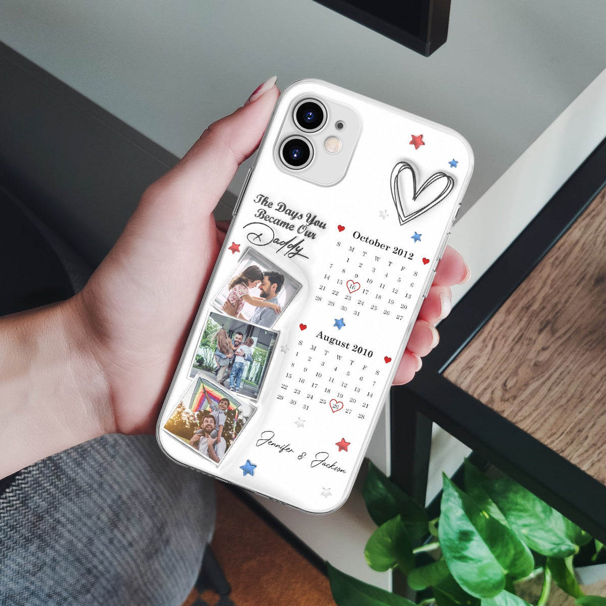 Calendar The Day You Became Our Daddy - Gift For Father - 3D Inflated Effect Printed, Personalized Clear Phone Case