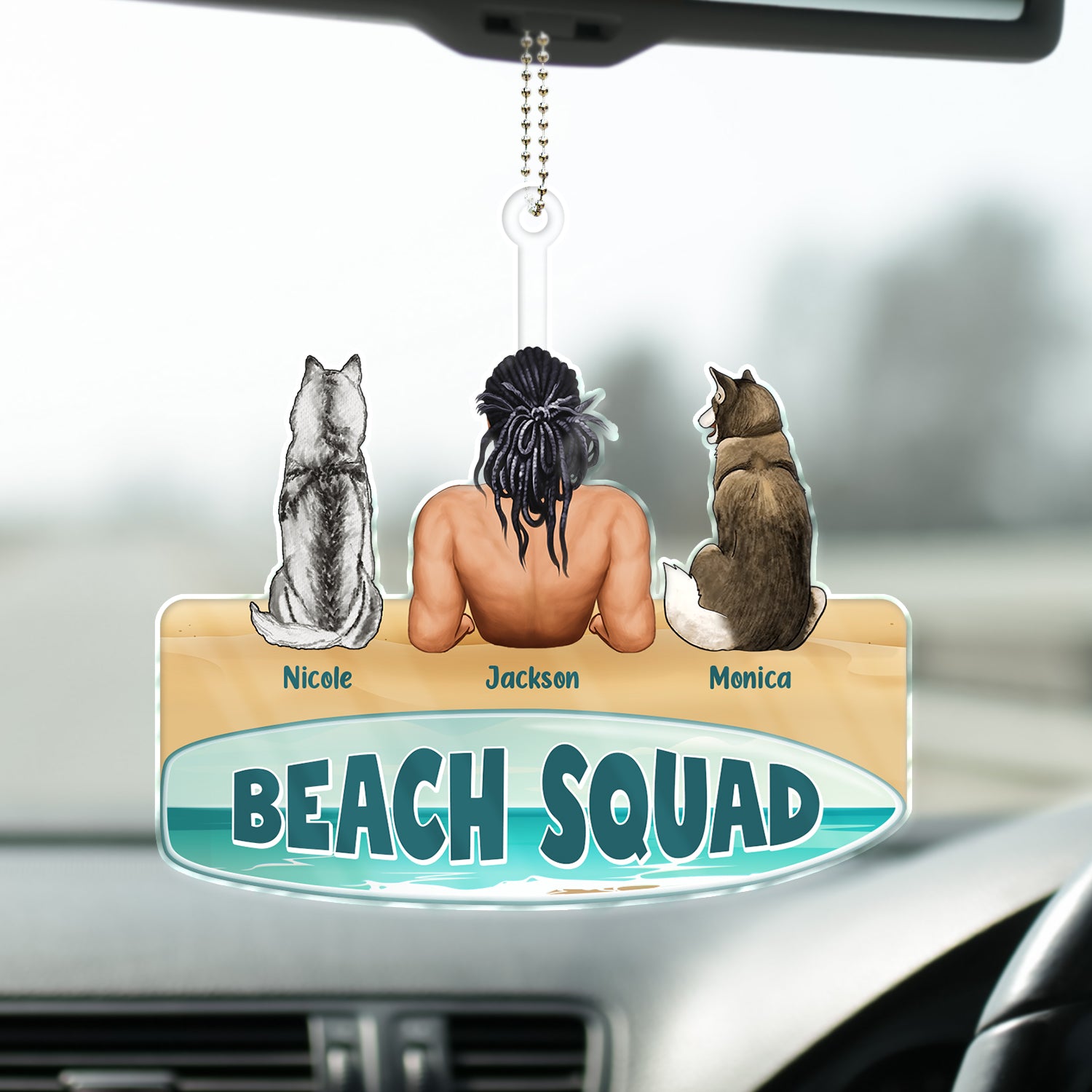 Beach Squad - Gift For Dog Cat Dad, Mom - Personalized Acrylic Car Hanger