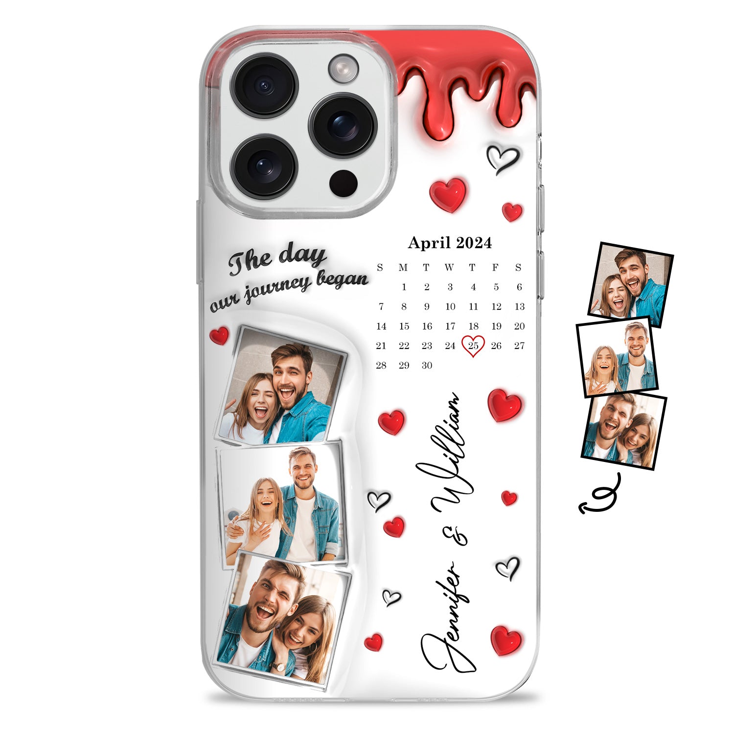Custom Photo Calendar The Day Our Journey Began - Gift For Couples - 3D Inflated Effect Printed, Personalized Clear Phone Case