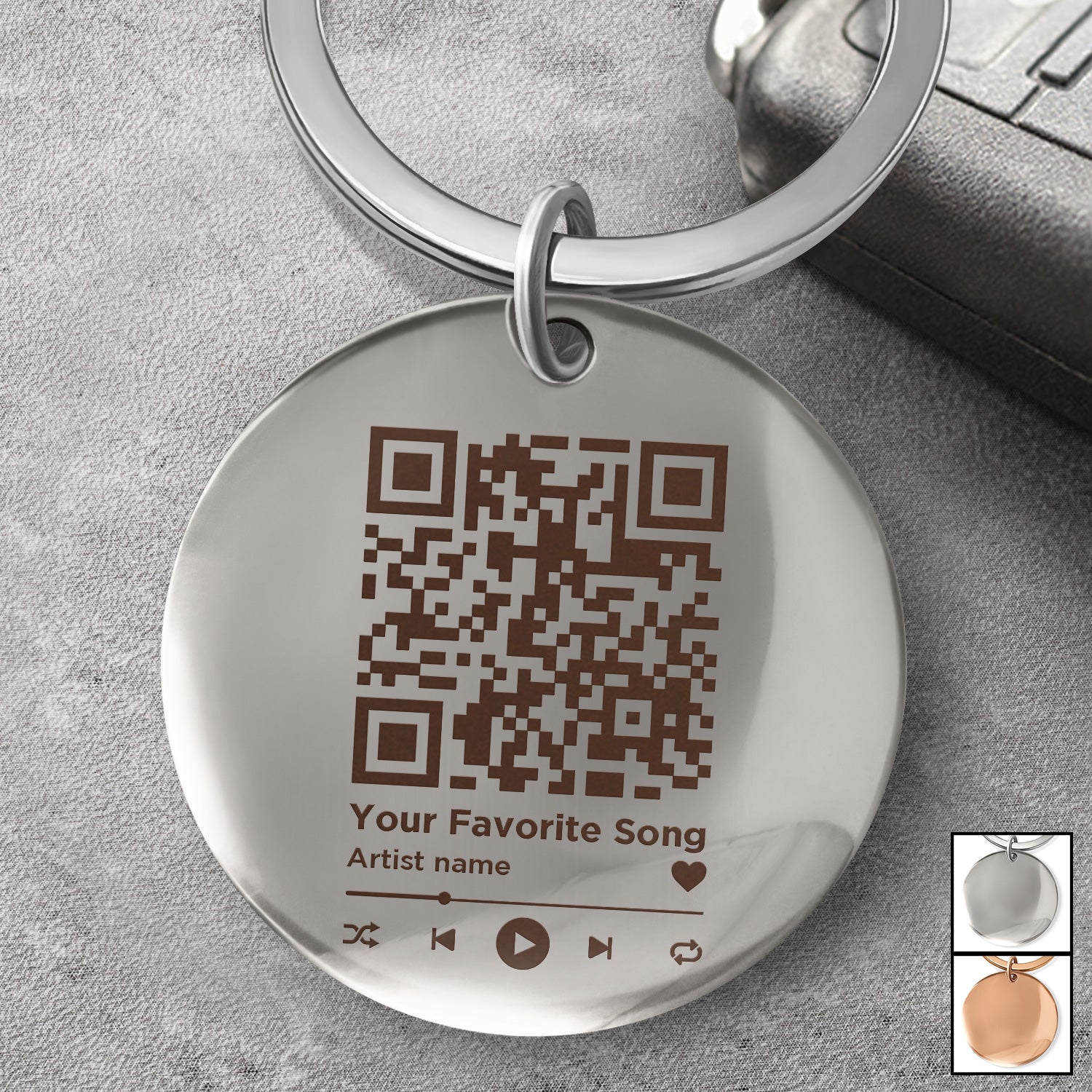 QR Code Your Favorite Song - Gift For Yourself, Gift For Family - Personalized Keyring