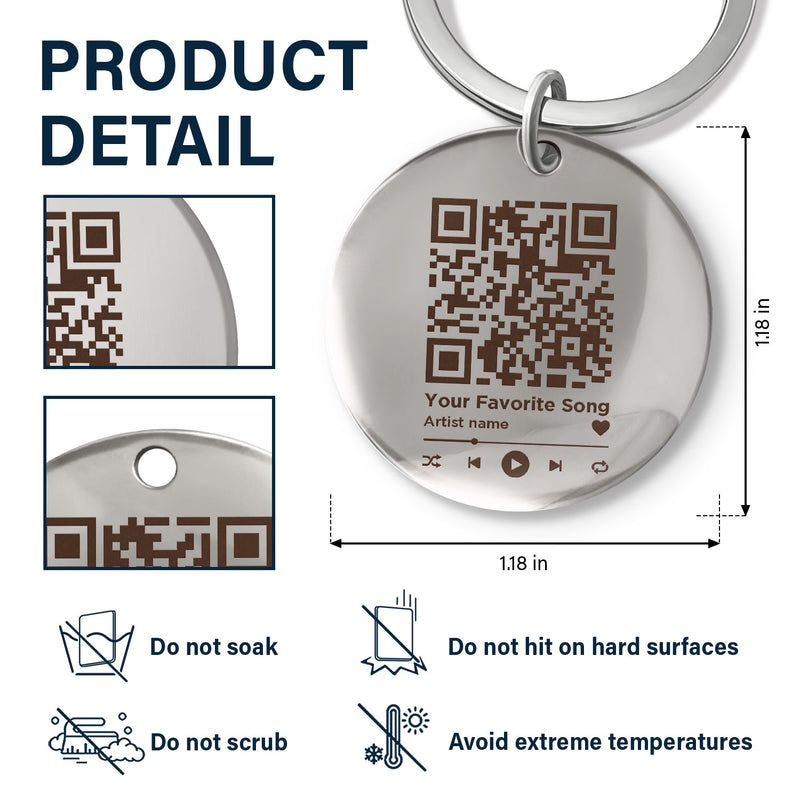 QR Code Your Favorite Song - Gift For Yourself, Gift For Family - Personalized Keyring
