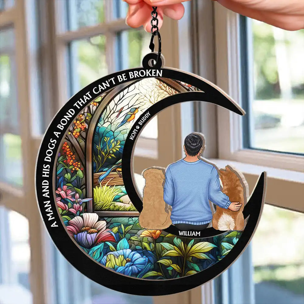 I Love You To The Moon And Back - Personalized Window Hanging Suncatcher Ornament