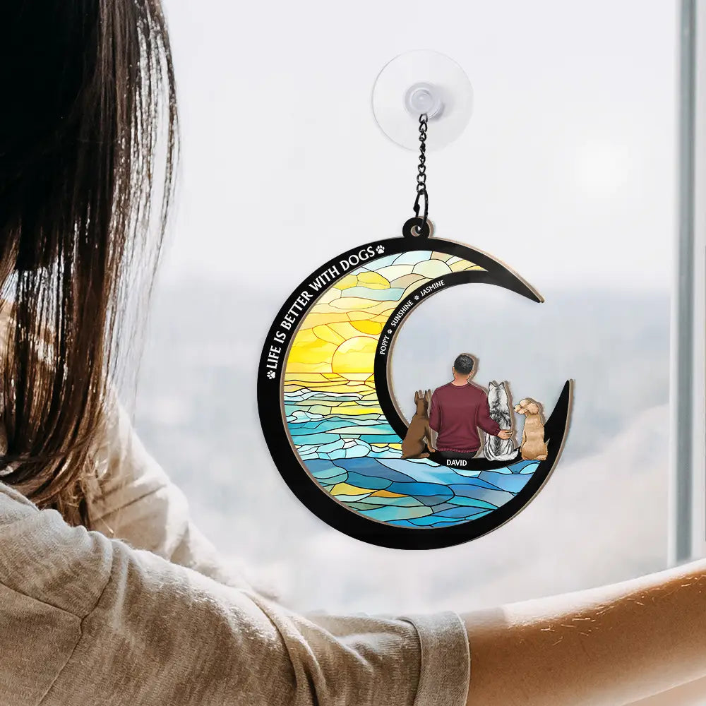 I Love You To The Moon And Back - Personalized Window Hanging Suncatcher Ornament