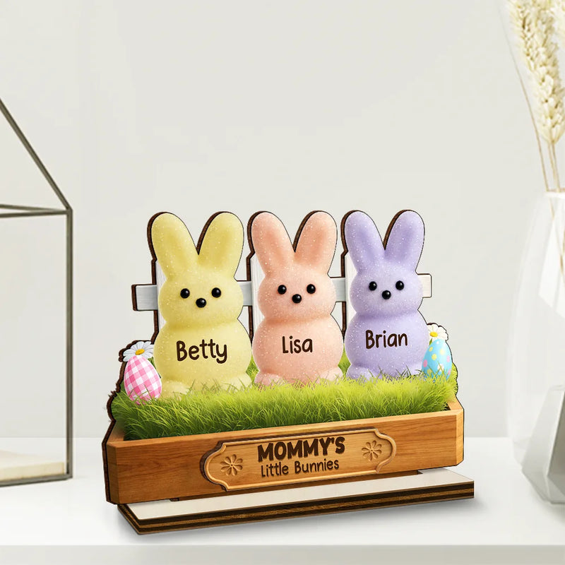 Gift For Grandma,Grandma - Grandkids,Gift For Mother,Easter,Happy - Grandma's Little Bunnies 3D Inflated Effect Printed - Personalized Custom Shaped Wooden Plaque