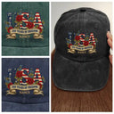 America 250th,Gift For Women,Happy,Gift For Mother,Gift For Grandma - Floral USA 250th Anniversary - Personalized Vintage Washed Denim Cap