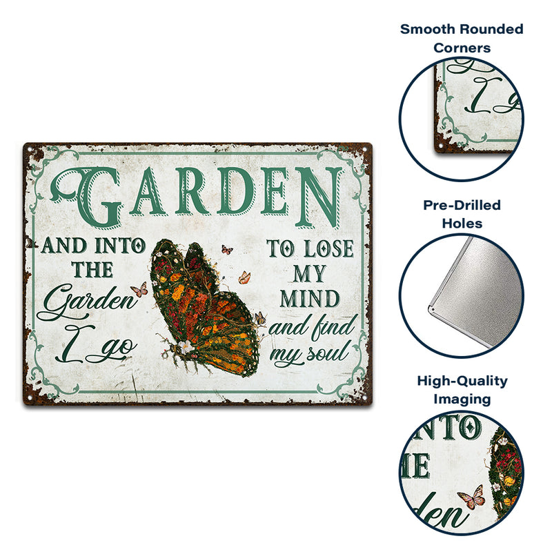 Impressions de promenade, cadeau pour les amateurs de jardinage – Panneaux métalliques rustiques papillon – Décoration de jardin, anniversaire, pendaison de crémaillère AZCS