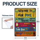 Cadeau Wander Prints pour les amateurs de piscine – Panneaux métalliques rustiques « Bienvenue dans notre piscine » – Décoration extérieure, été, barbecue, cadeau AZCS