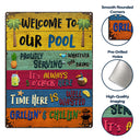 Cadeau Wander Prints pour les amateurs de piscine – Panneaux métalliques rustiques « Bienvenue dans notre piscine » – Décoration extérieure, été, barbecue, cadeau AZCS